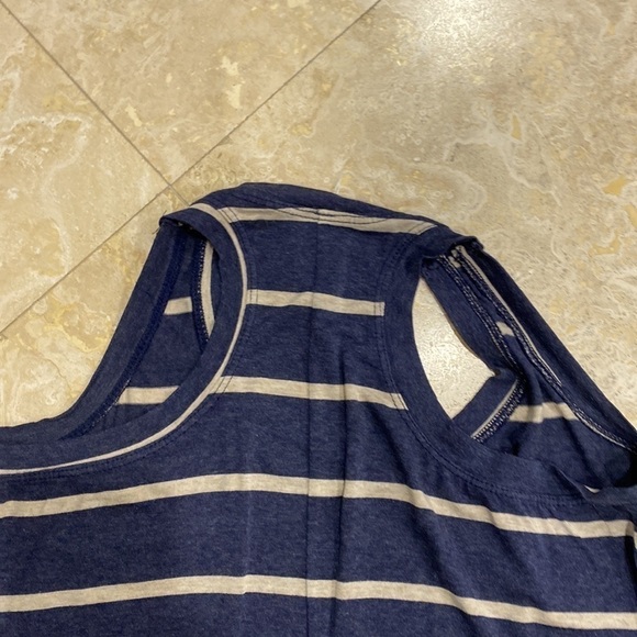 Racerback Blue and White Stripe Maxi Dress - Picture 4 of 6